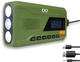 DAB+ Noodradio met Zonnepaneel en Handslinger - Noodradio Solar Opwindbaar - 4500 mAh Powerbank, Bluetooth 5.0, Zaklamp, SOS Sirene - Waterafstotend (IPX5) - Voor Kamperen, Survival, Noodpakket & Noodsituaties — thumbnail 1