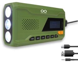 DAB+ Noodradio met Zonnepaneel en Handslinger - Noodradio Solar Opwindbaar - 4500 mAh Powerbank, Bluetooth 5.0, Zaklamp, SOS Sirene - Waterafstotend (IPX5) - Voor Kamperen, Survival, Noodpakket & Noodsituaties