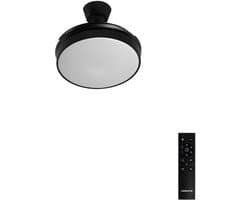 CREATE - Plafondventilator 40W stille intrekbare bladen Ø108cm met licht - Zwart - Afstandsbediening - WIND CLEAR