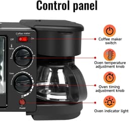 Innovastore Ontbijtmachine - Oven - Koffiezetapparaat - Broodrooster - Bakken - Warmhoudplaat - Kamperen - 3-1 machine - Zwart — thumbnail 4