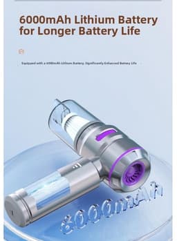 Draadloze stofzuiger met 6000mAh-accu - 16000Pa zuigkracht - 30 minuten accuduur - USB Type-C-aansluiting - Geschikt voor auto- en huisreiniging - Draagbaar - 70 dB — thumbnail 4