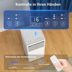 4-in-1 Mobiele Airco - Draagbare Airconditioner - 4-in-1 Koelen, Ontvochtiger, Ventilator & Slaapstand - 9000 BTU - voor 20-30 m² - met Afstandsbediening & 24-uurs Timer - Wit — thumbnail 4