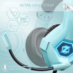 StayPowered Gaming Headset - Ultiem Surround Sound - Noise Cancelling Microfoon - Comfortabel en Duurzaam - Multiplatform Compatibel - RGB LED Verlichting - Stevige Gevlochten Kabel - Lichtblauw - Levering Sneller dan Aangegeven! — thumbnail 2