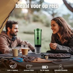 Draagbare koffiemachine - Cuisina Lumina ® - Hoogwaardige kwaliteit - 120 ML - Voor onderweg - Draagbaar koffiezetapparaat - Camping gadget - Oplaadbaar - Verwarmt water - Koffiecups & gemalen koffie - Espresso & Lungo - Matte groen — thumbnail 2