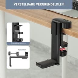 StayPowered Headset & Controller Houder - Perfect voor gaming setups - 3-in-1 design voor headset en controllers - Vervangbare bekerhouder - Krasbestendig - 360° Draaibaar - Eenvoudig te bevestigen - Zwart - Levering Sneller dan Aangegeven! — thumbnail 4