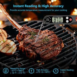 Nevolis digitale Vleesthermometer met Opvouwbare Sonde – Directe Temperatuurmeting voor BBQ, Oven, Airfryer, Vlees, Melk, Water, Suiker & Snoep – LCD Display & Automatische Uitschakeling — thumbnail 3