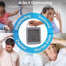 Mobiele Aircooler - Ventilator & Nachtlamp - Luchtkoeler met Waterreservoir - Verkoeling voor Thuis & Kantoor - USB Aansluiting - 3-in-1 Koelsysteem - Wit/Grijs — thumbnail 5