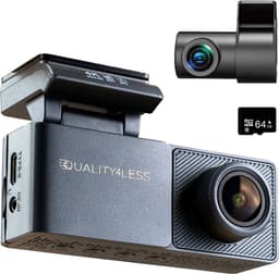 Quality4Less™ - Dashcam voor Auto - 4K Ultra HD - Voor en achter camera - Wifi & GPS - Nachtzicht - Besturing via app - 170 graden kijkhoek - G-sensor - loop recording - Incl. 64GB SD-kaart — thumbnail 1