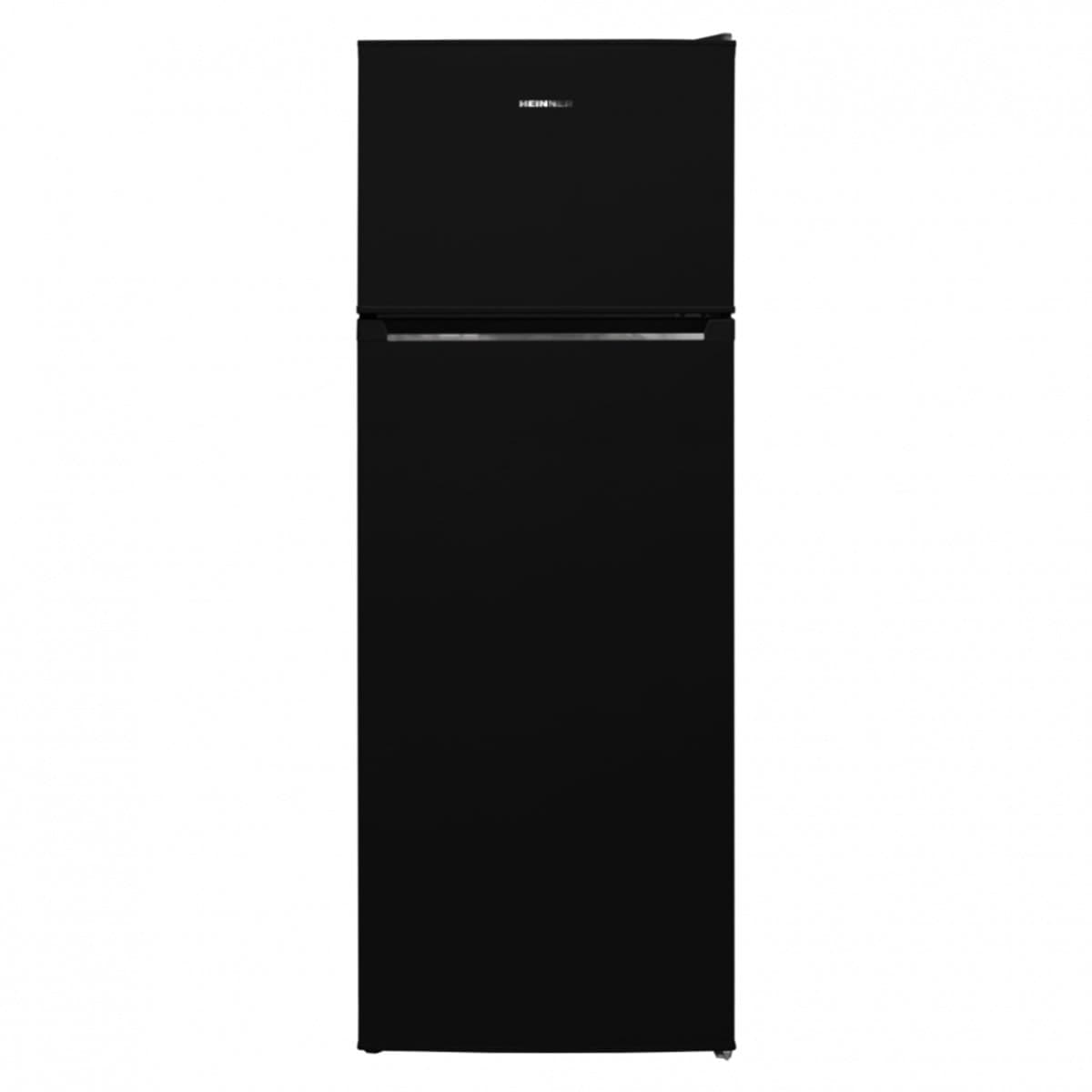Heinner HF-V212BKE++ Koel-vriescombinatie – 212 L – Less Frost – Mechanische Bediening – LED Verlichting – Omkeerbare Deur – Zwart – 5 Jaar Garantie — afbeelding 1