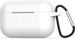 CHPN - Wit AirPods Pro hoesje met karabijnhaak - Hoesje geschikt voor AirPods pro - Siliconen Beschermhoesje - Airpodshoesje - Geschikt voor Apple AirPods pro - Wit — thumbnail 3