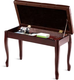 COSTWAY Pianobank Pianokruk van massief hout, pianobank gestoffeerd, pianozitbank, keyboardbank pianobank 75x35x49cm (bruin) — thumbnail 1