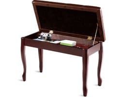 COSTWAY Pianobank Pianokruk van massief hout, pianobank gestoffeerd, pianozitbank, keyboardbank pianobank 75x35x49cm (bruin)