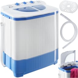 tectake® Mini Wasmachine - Kleine Wasmachine met Dubbele Trommel - Camping Wasmachine - Miniwasmachine met Centrifuge - Was-Droogcombinatie - 4,5kg Wassen, 3,5kg Drogen - Zuinig en Stil - Inclusief Aansluitslang — thumbnail 1