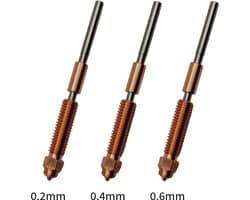 K1C Quick Swap Nozzle Set 1x 0.2mm, 1x 0,4 mm and 1x 0.6mm Creality 1.75mm Quicks-Swap voor creality K1C, Ender 3 V3, Ender 3 V3 Plus.