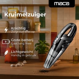 Maca Kruimeldief - Handstofzuiger - 7kPa - 5 opzetstukken - 120W - Snoerloos - Nat en Droog – Zwart — thumbnail 2