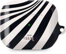 xoxo Wildhearts hoesje geschikt voor AirPods Pro - Optical Illusion - Ook als telefoonhoesje verkrijgbaar - schokbestendige case - koptelefoonhoes - Beschermhoes met met golvende print - golven - zwart / beige — thumbnail 1