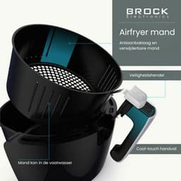 Brock Electronics Airfryer 3,5L – Heteluchtfriteuse zonder Olie – PFAS-vrij – 1300-1500W – Zwart – 6 Automatische Programma’s – Gezond Frituren – Compacte Airfryer voor Gezin of Single’s – Zwart — thumbnail 3