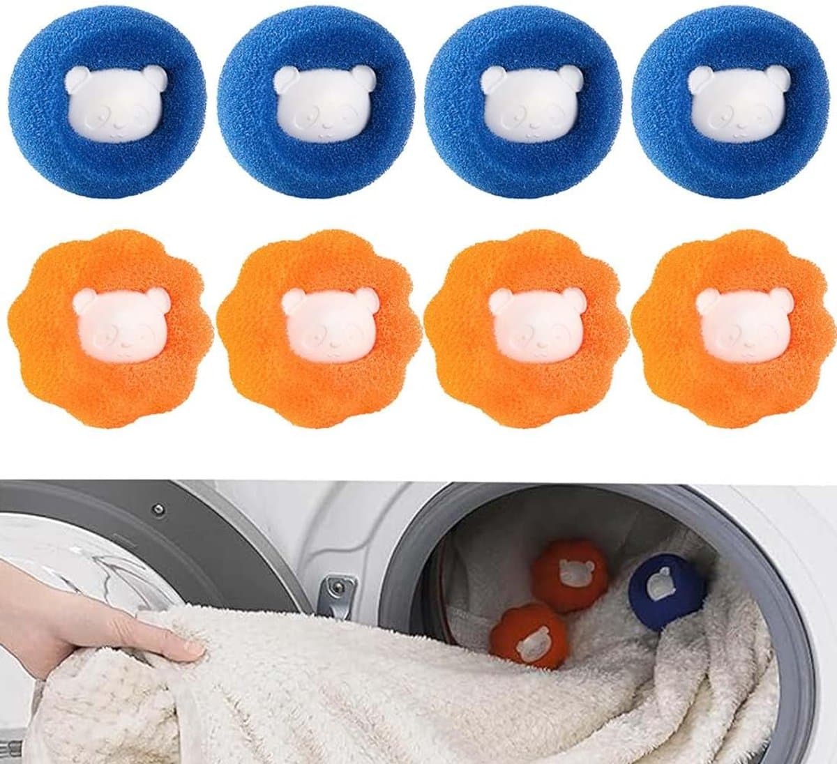 Wasballen Voor Wasmachine - 8 Stuks - Haar Opvanger - Wasbal - Anti Haar - Wasdrogerbal - Wasverzachterbal - Huisdierwasmachine Haaropvanger - Wasdroogbal - Anti-Rollende Wasbal -Schoonmaakbenodigdheden - Herbruikbare - Voor Wasmachine/Droger — afbeelding 1