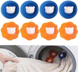 Wasballen Voor Wasmachine - 8 Stuks - Haar Opvanger - Wasbal - Anti Haar - Wasdrogerbal - Wasverzachterbal - Huisdierwasmachine Haaropvanger - Wasdroogbal - Anti-Rollende Wasbal -Schoonmaakbenodigdheden - Herbruikbare - Voor Wasmachine/Droger — thumbnail 1