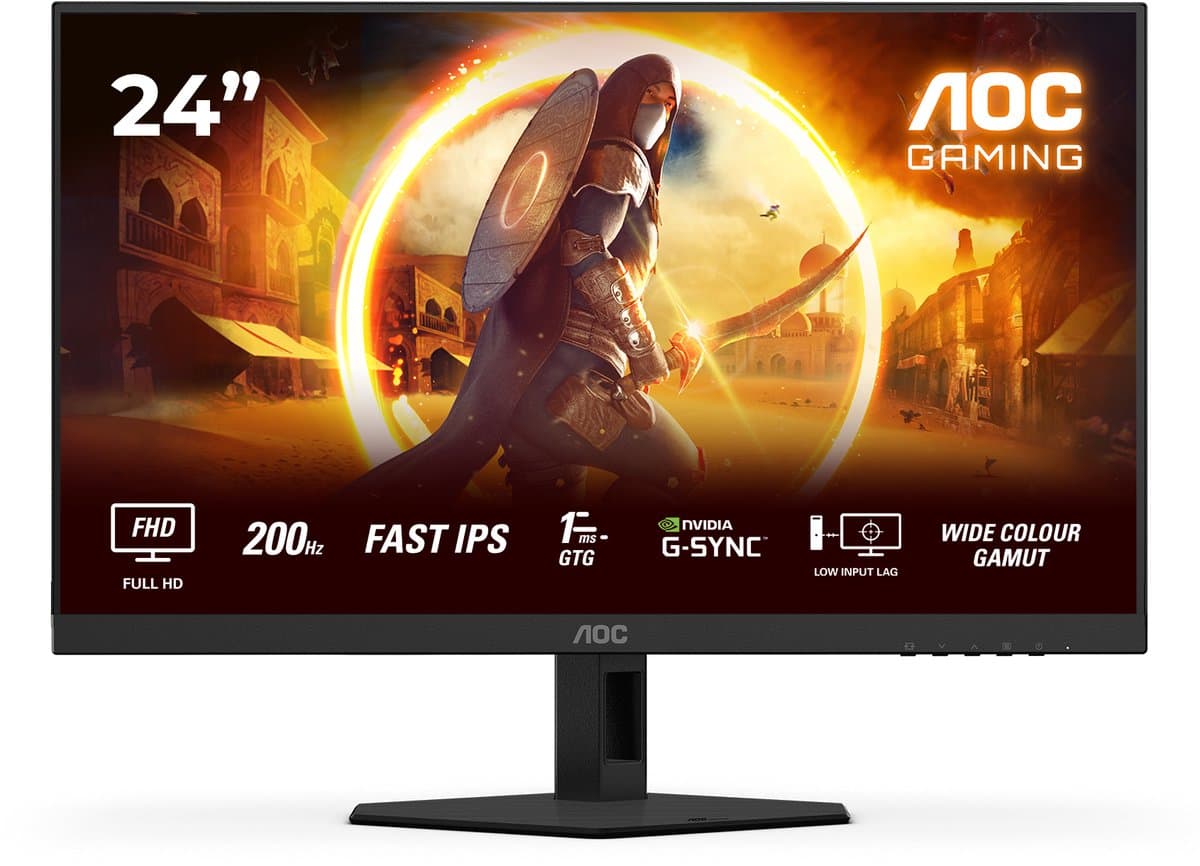 AOC G4 24G4HRE - Full HD Fast IPS Gaming Monitor - G-Sync Compatible - 0.5ms - 200hz - Speakers - 24 inch — afbeelding 1
