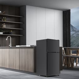 Cool en vriezercombinatie, 86,8 cm hoog, 45,5 cm breed, dubbele deur, met een totaal van 60 liter, 22 liter vriezervolume, 38 liter koelvolume. 102 kWh/jaar, LED -licht. Premium zwart [energieklasse e] — thumbnail 4