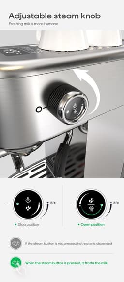 Heerlijk verse cappuccino - Espresso - 20bar druk Espressomachine - Instelbare Temperatuur - Melkopschuimer - Cappuccino - Espressofunctie - Warm- Koud — thumbnail 4