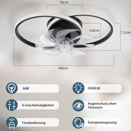 Plafonniere met Ventilator - Plafondventilator - Plafondventilator Afstandsbediening — thumbnail 5
