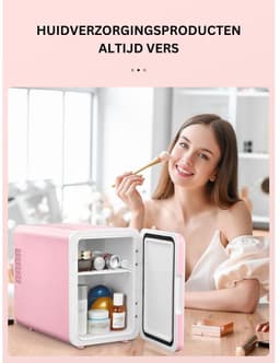 Minibar - Mini Koelkast Glazen Deur - Drankenkoelkast - Flessenkoelkast - 6L - Roze — thumbnail 3