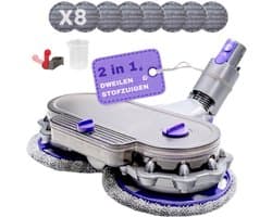 Mop - Elektrische Dweil - Vloerwisser - Geschikt voor Dyson Steelstofzuiger - Dyson V15 - V11 - V10 - V8 - V7 - Dweil Opzetstuk - Met 8 moppen