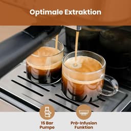 Espressomachine - Koffiezetapparaat - Koffiemachines - Zilver met Zwart — thumbnail 4