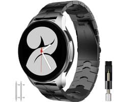 Stravo 22mm Stalen Horlogebandje – RVS Sarmtwatch 22mm band - luxe smartwatch bandje geschikt voor Samsung Galaxy Watch 1 46mm / Galaxy Watch 3 45mm / Gear S3 Classic & Frontier - Amazfit GTR 47mm / GTR 2 / GTR 3 - OnePlus Watch – Zwart