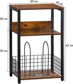 LP Opbergsysteem - Vintage Bruin - Tot 100 Platen - Stevig Hout & Metaal - 65 x 40 x 30 cm (H x B x D) - Platenspeler Meubel - Platen Houder - Vinyl Kast / Tafel - Standaard - Platenrek - Platenhouder - Platenkast — thumbnail 5