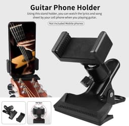 Gitaarhoofdtelefoonhouder - 360° draaibare livestreamhouder voor gitaar/bas - Geschikt voor telefoons van 2,16-2,95 inch — thumbnail 4