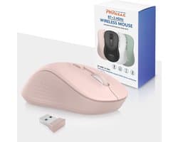 Stille Draadloze Muis - Bluetooth 5.2 + 2.4G USB Dongle - Multi Connect - Laptop & Computer - Incl. Batterij - Roze