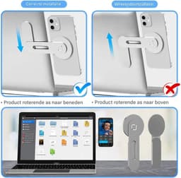 Magnetische Telefoonhouder voor Laptop – Aanpasbare Telefoonmonitor Zijbevestiging – Compatibel met iPhone 13/12 Series – Dun & Opvouwbaar -Zilver — thumbnail 6