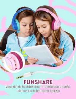 StayPowered Koptelefoon voor Kinderen - de Ultieme Kinderhoofdtelefoon met 43 Uur Speeltijd en Veilige Volumebegrenzing - Ingebouwde Verlichting - Opvouwbaar Ontwerp - USB C - Bedraad/Bluetooth - Roze - Levering Sneller dan Aangegeven! — thumbnail 5