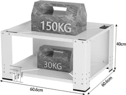 Wasmachine verhoger 60,6x60,6x40 cm - Wasmachine opbouwmeubel - Wasmachine sokkel - Wasmachine Kast Max 150kg - Wit — thumbnail 2