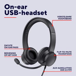 Trust Ayda USB PC Headset - PC Headset - Bedraad via USB - Microfoon met Mute - Verstelbare Hoofdband - Zwart — thumbnail 4