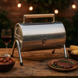 alpina Houtskool BBQ - Draagbare BBQ met Handgreep - Barbecue Camping met Ventilatie En Sluitclip - Houtskoolbarbecue Compact 38 x 30 x 19 cm - RVS — thumbnail 2