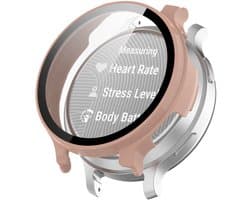 Watch case screenprotector - hoesje - gehard glas - geschikt voor Garmin Lily 2 Active - zachtroze