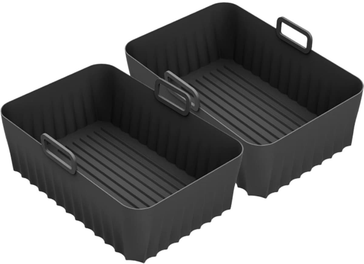 Siliconen bakplaat - Inclusief 2 accessoires - Heteluchtfriteuse accessoires - Hoge temperatuurbestendig - BPA-vrij - Duurzaam - Bakvorm - Zwart — afbeelding 1