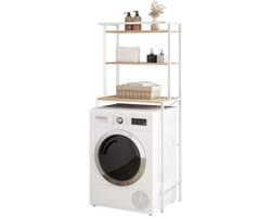 Wasmachine Kast - Wasmachine Meubel - Opbergkast - Badkamer - Waskamer - 3 Planken - Wit - Hout