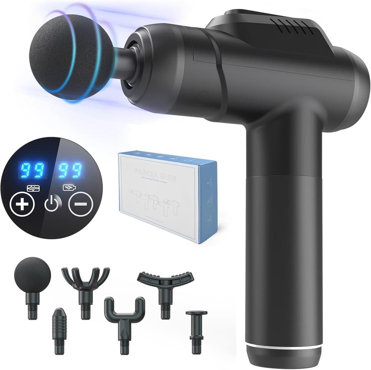 Massagepistool voor diepe weefselmassage met 99 snelheden en LCD-touchscreen — afbeelding 1