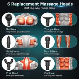 Massagepistool voor spierontspanning - 30 snelheden, LED-display en 6 massagekoppen — thumbnail 3