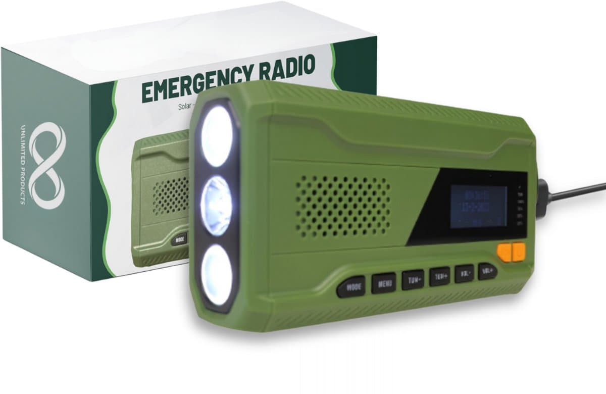 Noodradio - Solar - Opwindbaar - Handslinger - Powerbank - Zonne-energie - Zaklamp - Opwindbare Radio - Noodpakket — afbeelding 1