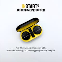INSTART® - Draadloze microfoon - 2 stuks - lavalier - dasspeld - oplaadcase - windshields - telefoon microfoon — thumbnail 2