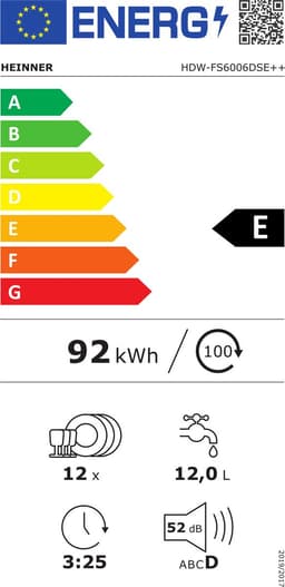 Heinner HDW-FS6006DSE++ Vrijstaand Vaatwasser – 12 Couverts – 6 Programma’s met Delicate & Eco Programma – AquaStop – LED Display – Zilver – 5 Jaar Garantie — thumbnail 2