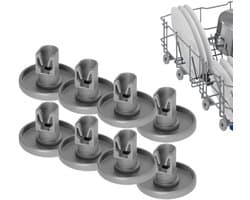 Universeel Vaatwasser Wiel van Onderkorf - 8 Stuks - 40mm - Geschikt voor AEG, Zanussi, Electrolux, Atag, Etna, Juno, Pelgrim - Vaatwasser Korf Wieltjes - Wielset voor Rek van Afwasmachine - Vaatwasmachine - Vervanging - Grijs