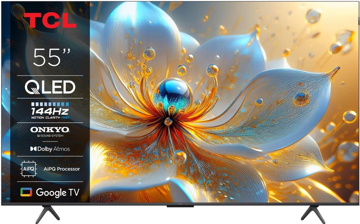 TCL 55T8C 55-inch 4K Ultra HD 144Hz Gaming Smart TV, AI Spraakbesturing, HDR10+ — afbeelding 1