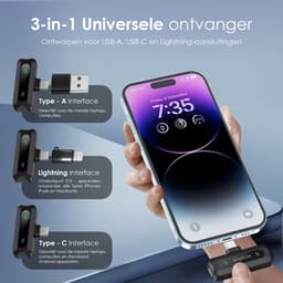 Strolox® Draadloze Microfoon Pro - 2 Stuks - Lavalier - Windshields - Dasspeld - Lange Batterij - USB-C/Lightning - Plug & Play — thumbnail 3